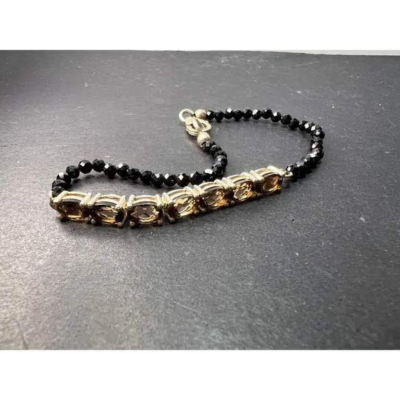 Smoky quartz and black spinel bracelet with sterling clasp - Picture 8 of 11